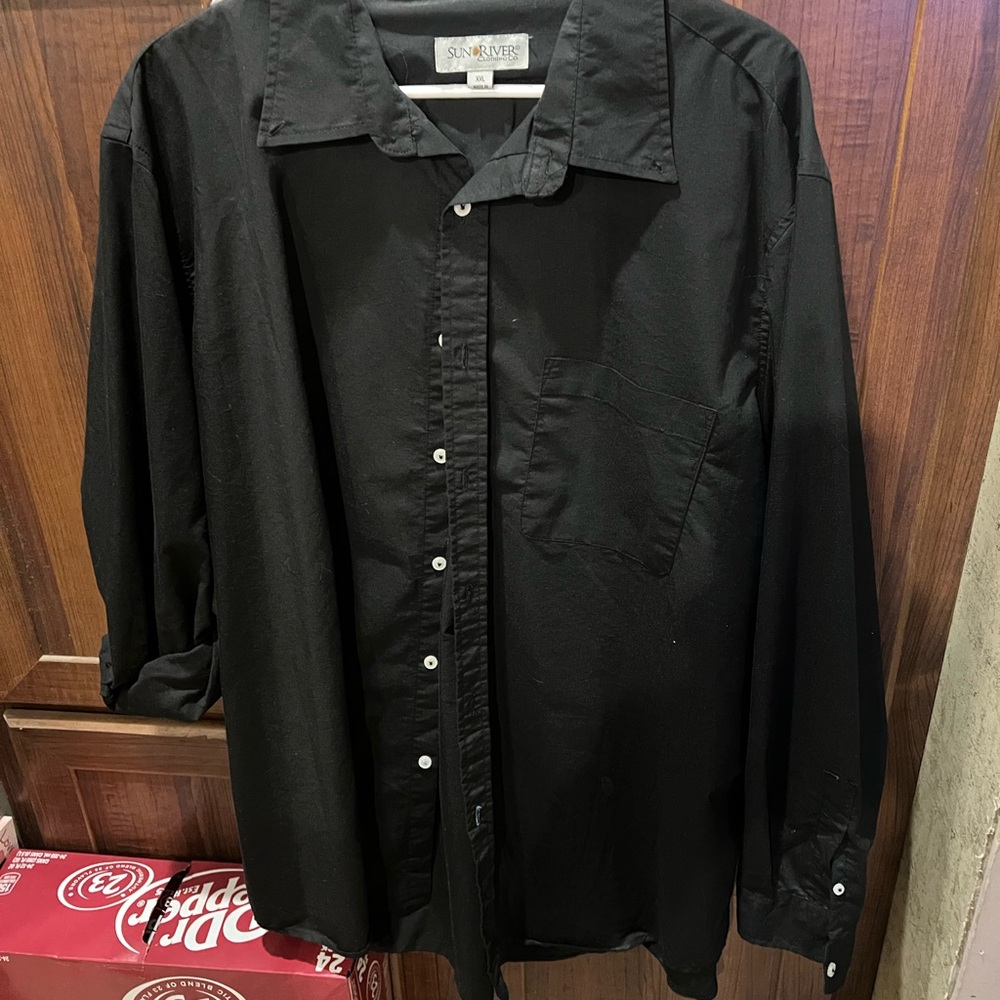 Men's Classic Black Button Down Shirt snow river brand size XXL #563
